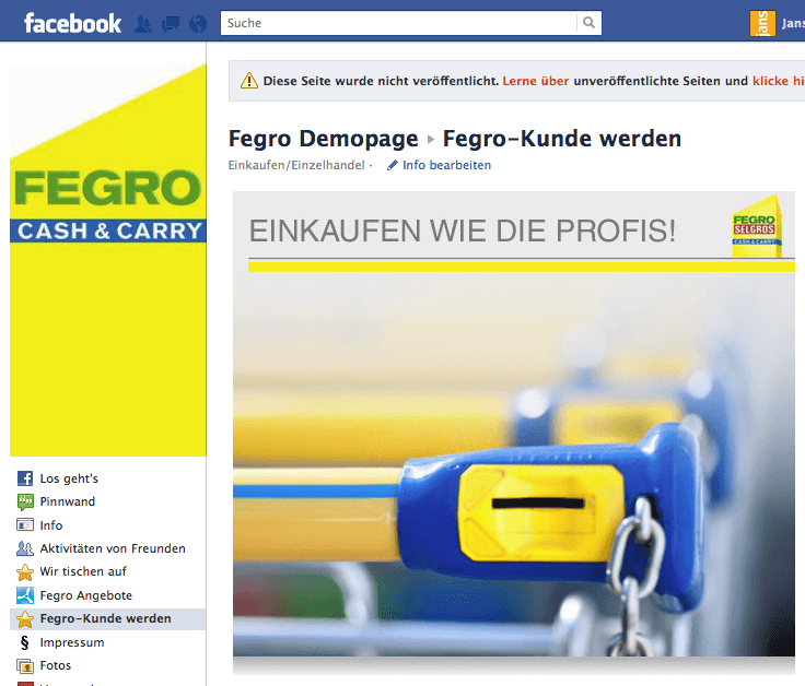 Fegro/Selgros wählt Fangator für die ersten Schritte im Social Media auf Facebook