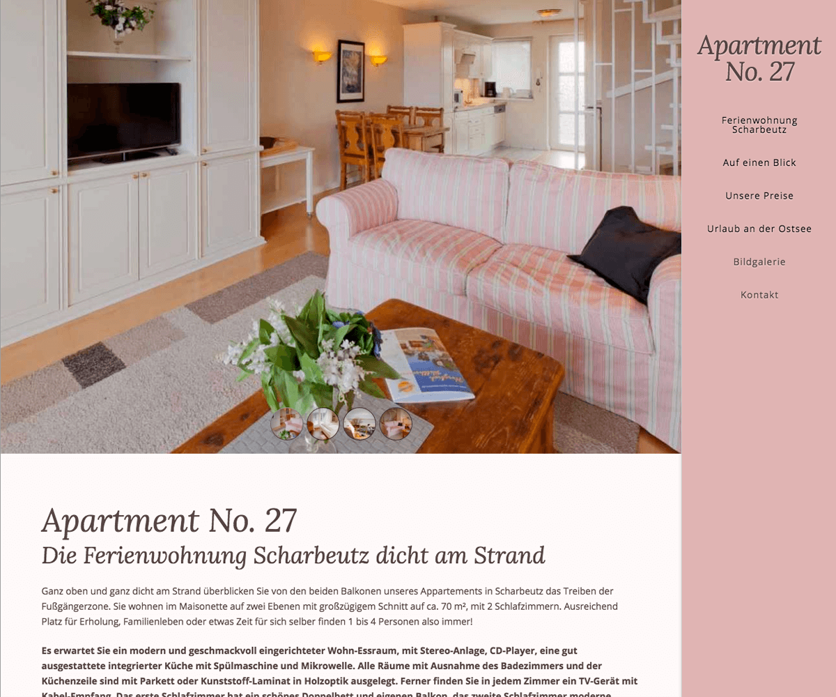 WordPress Entwicklung und Design für Apartment No. 27